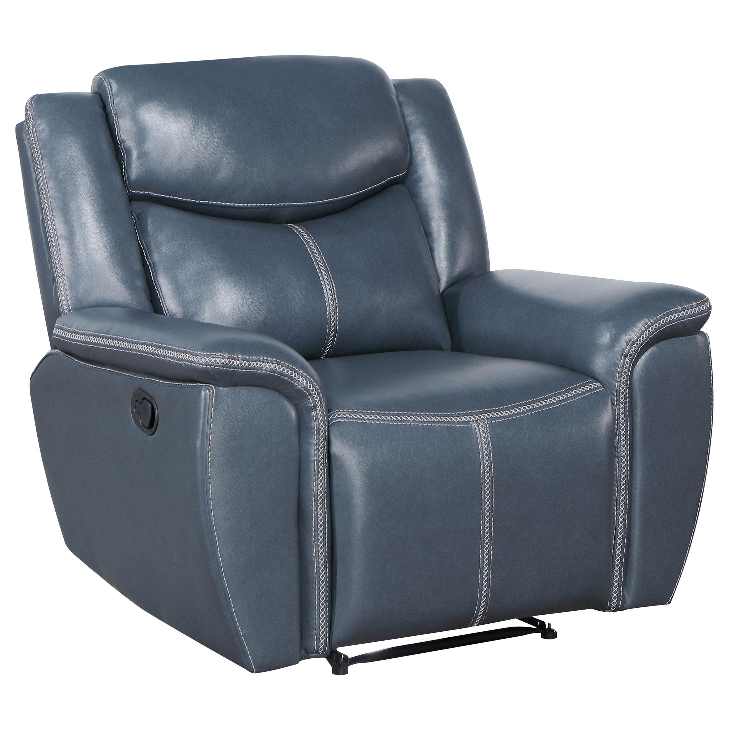Coaster Furniture Sloane 610273 Upholstered Padded Arm Recliner Chair - Blue IMAGE 1